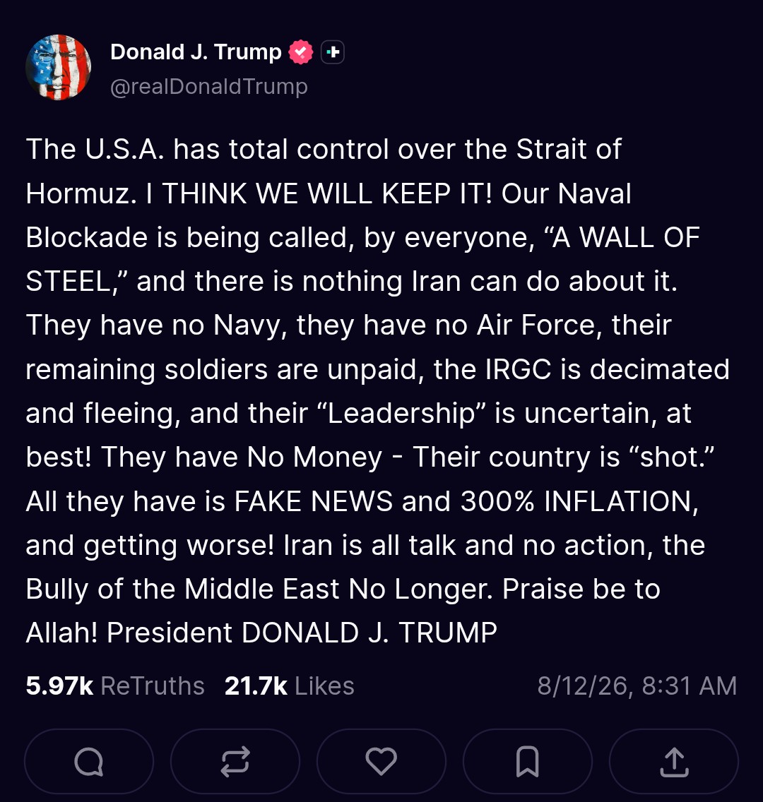 Mensaje del presidente Donald Trump.
