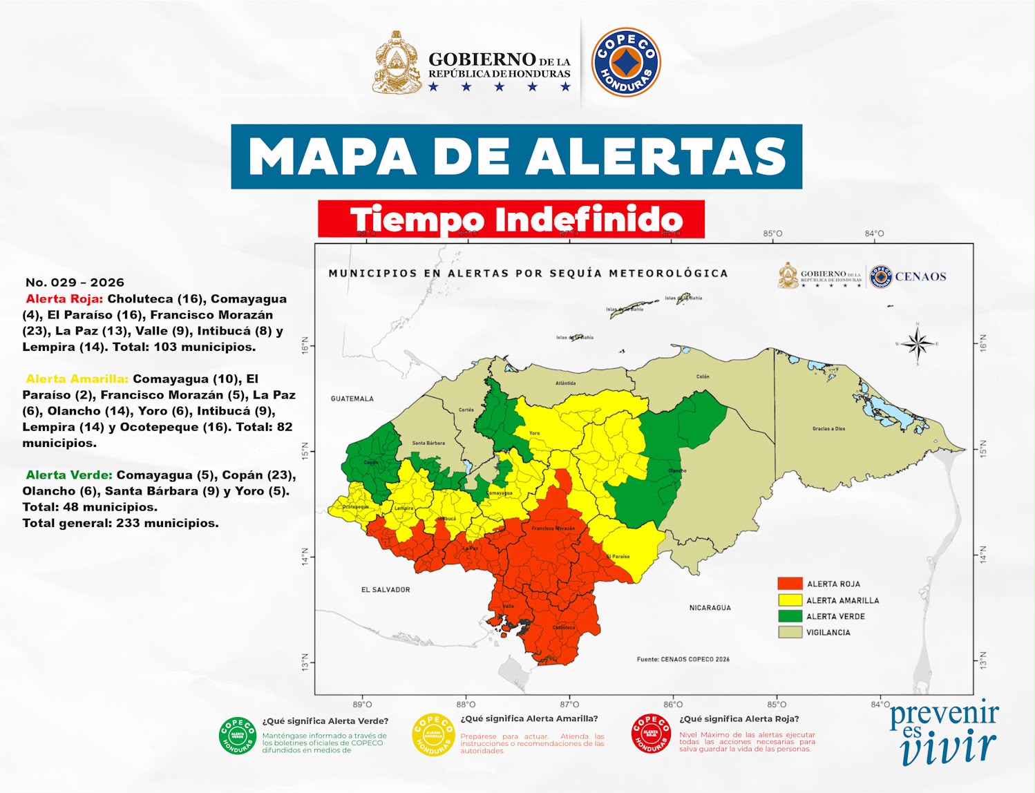 Mapas de alertas en los diferentes municipios del país.