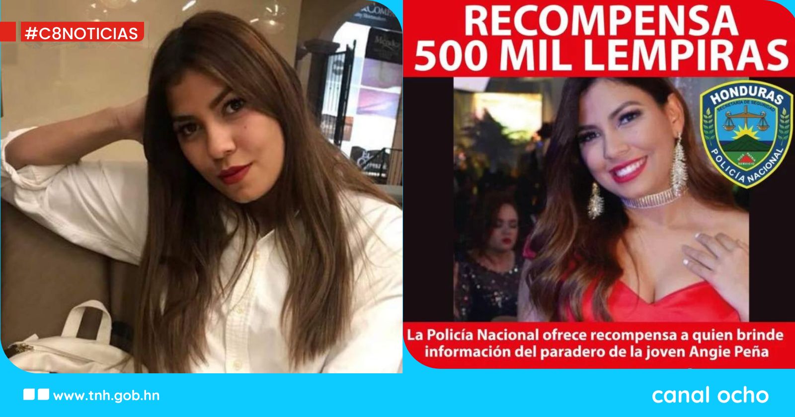 Aumentan a L500 mil recompensa por información del paradero de Angie Peña
