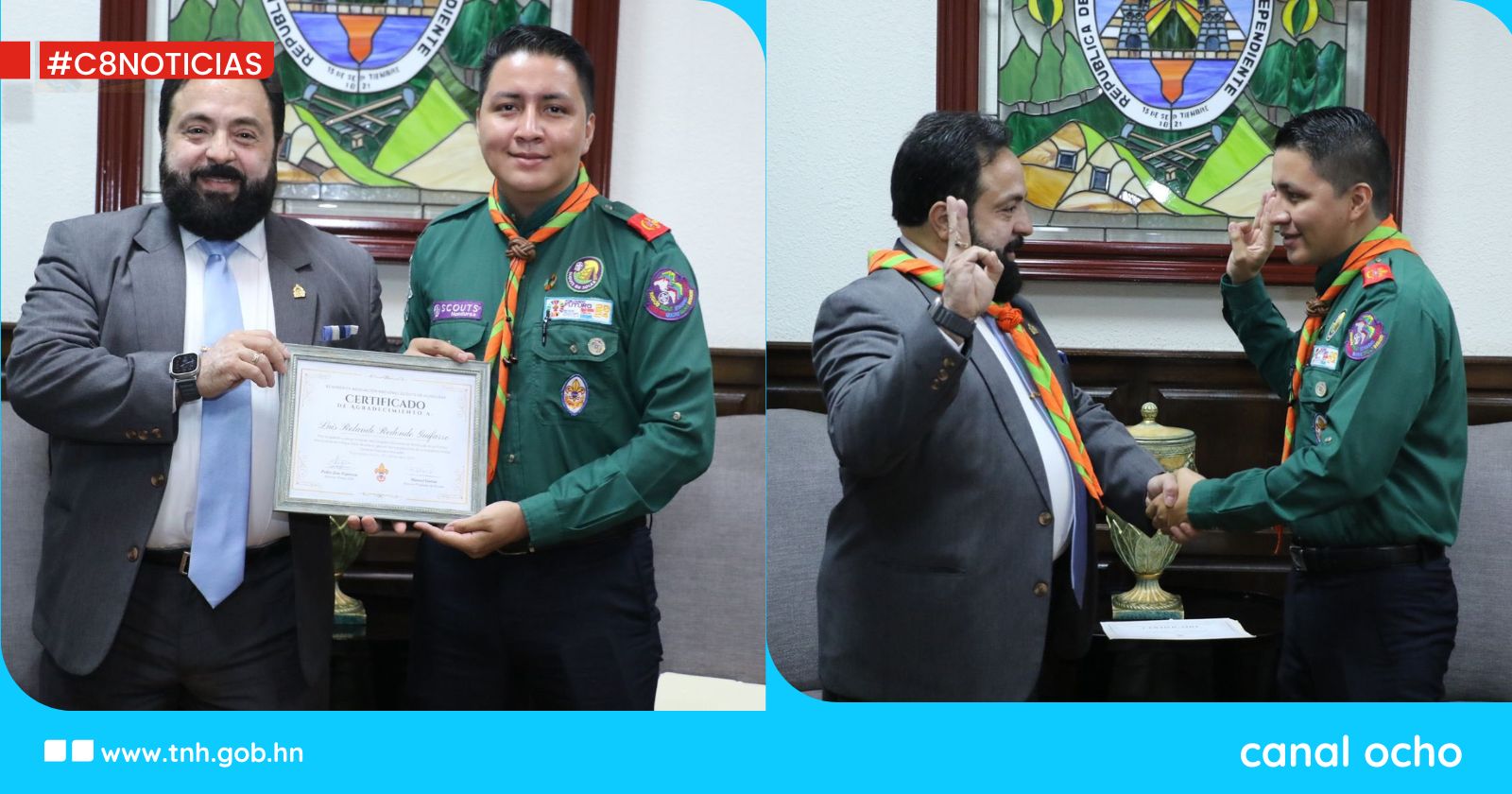 Presidente del CN recibe reconocimiento por su apoyo a la Asociación Scouts de Honduras