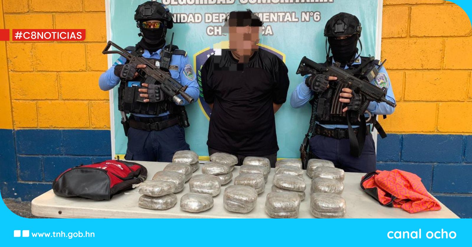 Detienen a un sujeto en posesión de 39 paquetes de supuesta marihuana en Choluteca