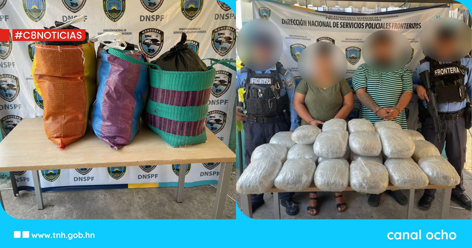 Policía de Frontera arresta pareja con varios paquetes de marihuana en Copán
