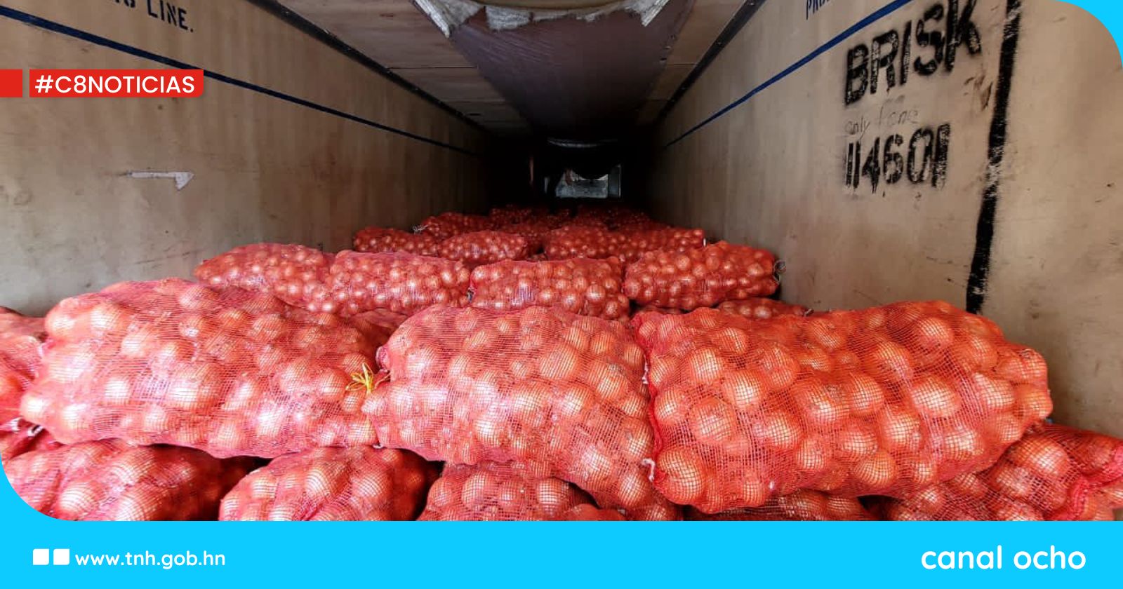 Aduanas confirma la incautación de 40,000 libras de cebolla