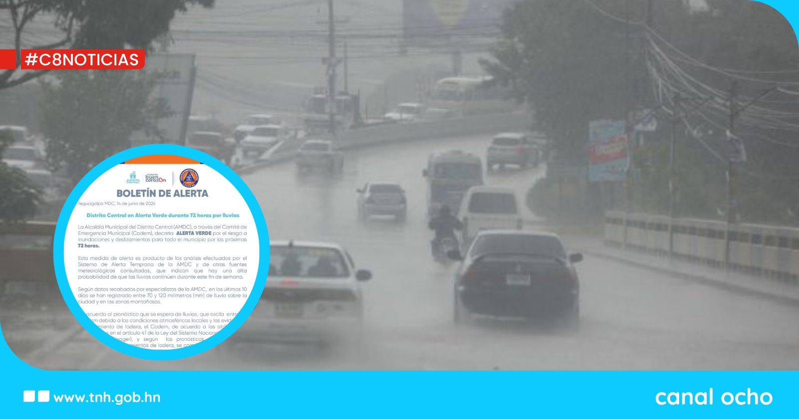 AMDC decreta alerta verde durante 72 horas por lluvias en la capital