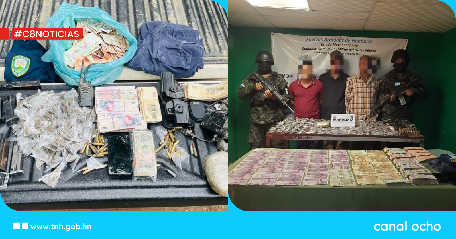 Policía Militar detiene a tres ciudadanos en Teupasenti por tráfico de drogas y asociación ilícita