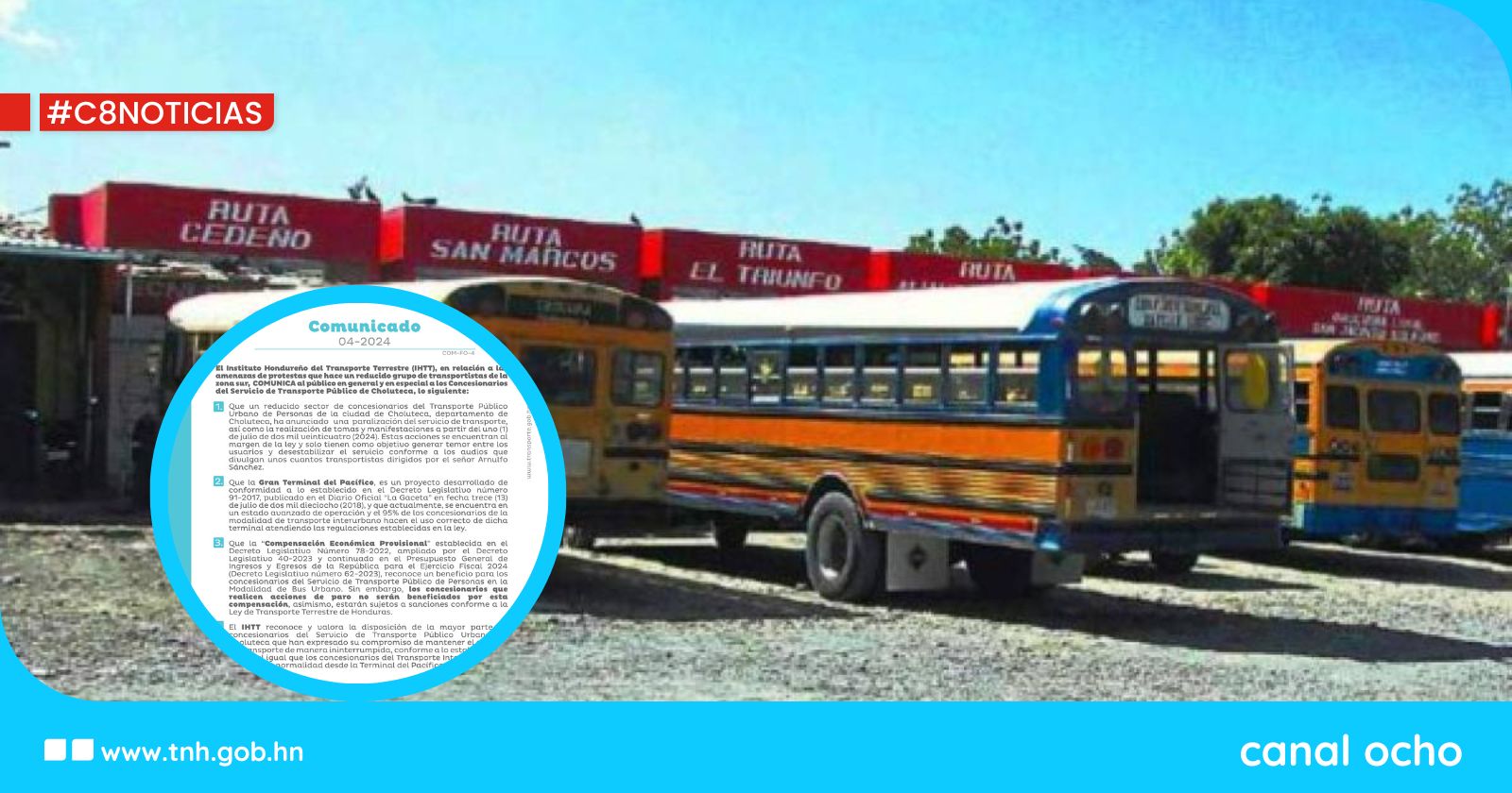 IHTT reacciona ante el anuncio de protestas de transportistas en la zona sur del país