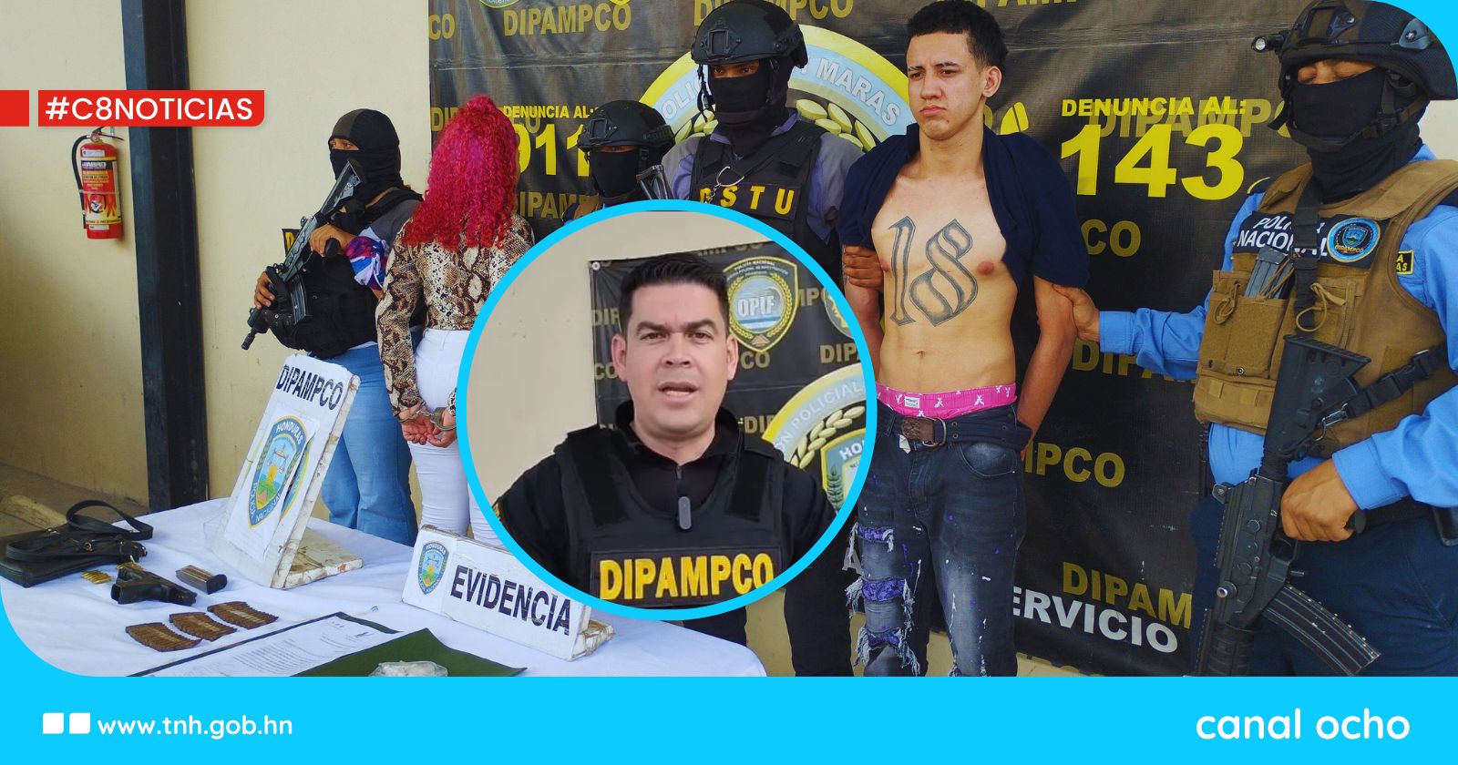 Dipampco confirma la captura de dos supuestos miembros de la Pandilla 18