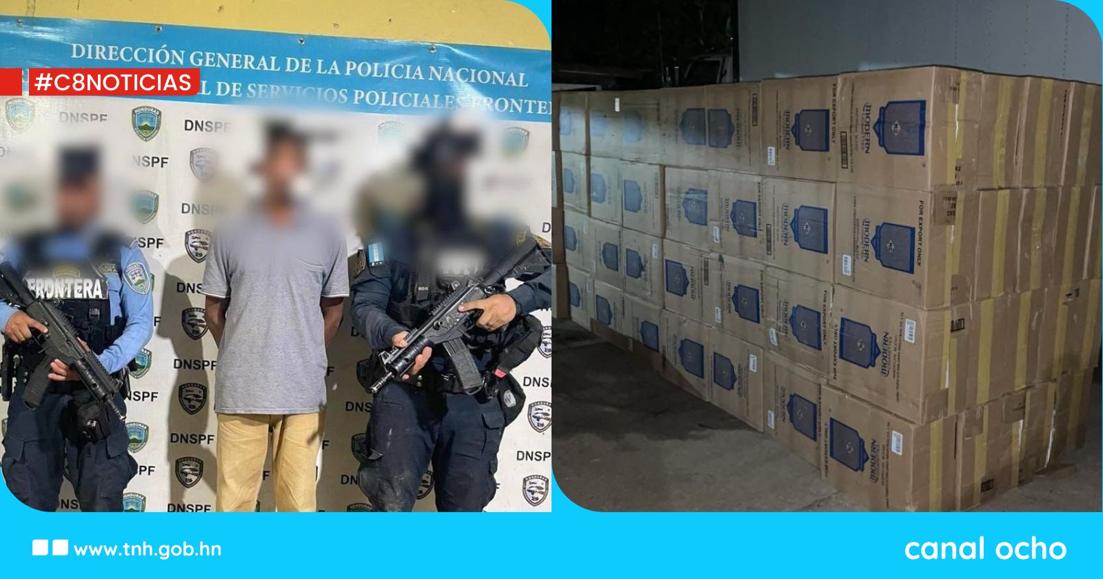 Detienen a hombre por contrabando de cigarrillos en Trojes, El Paraíso