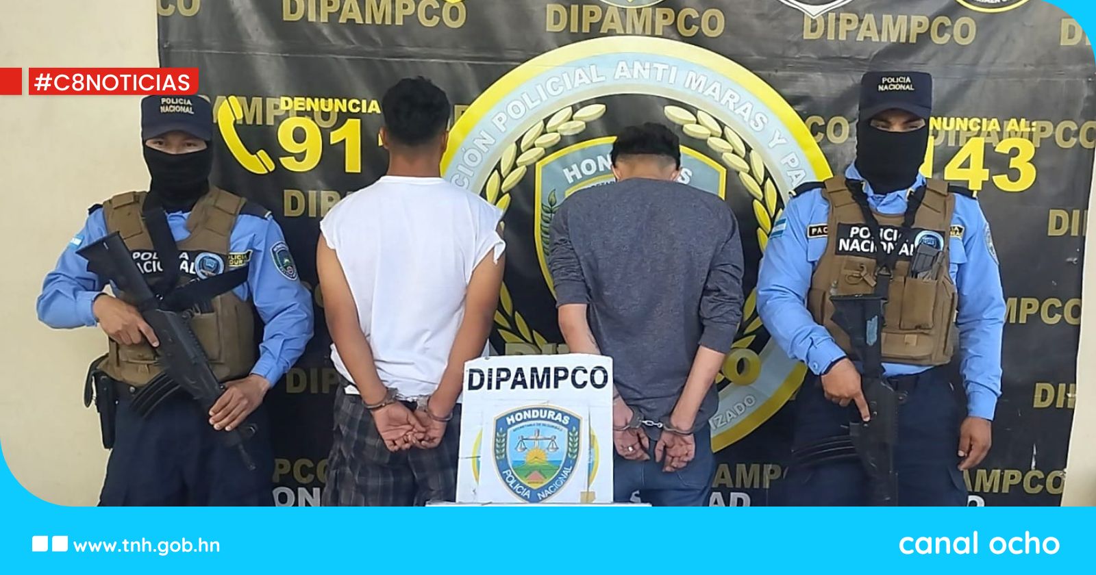 Capturan a dos miembros activos de la Pandilla 18 por extorsión en Amarateca