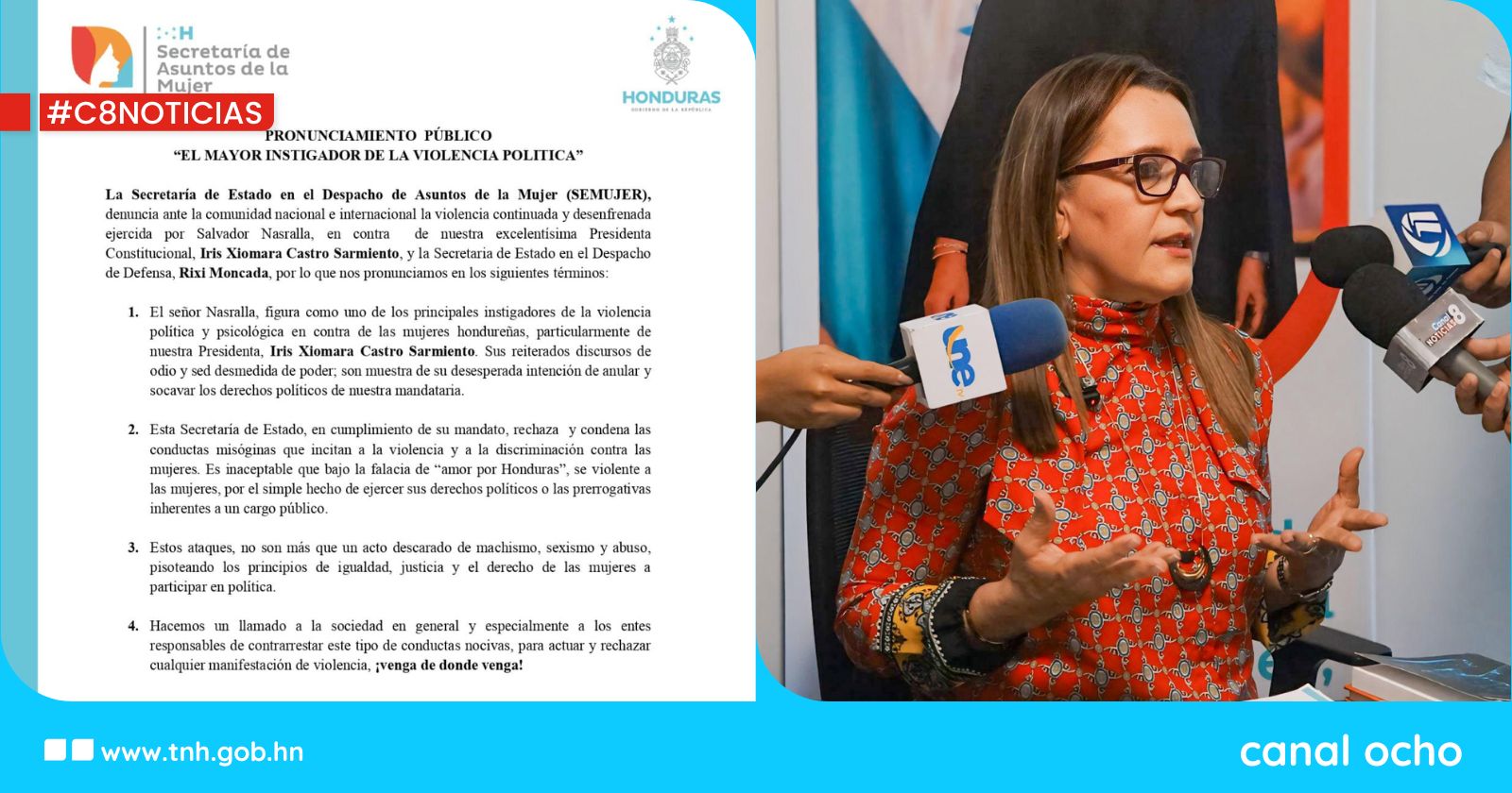 Semujer denuncia nacional e internacionalmente a Salvador Nasralla por actitudes misóginas