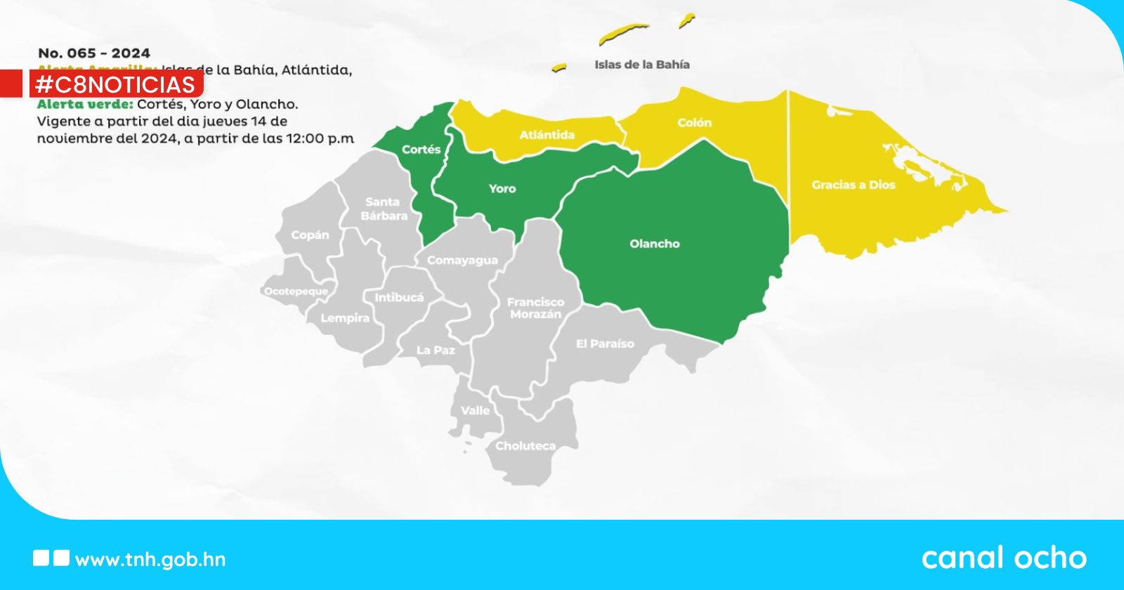 Copeco eleva a alerta amarilla en varios departamentos por posible desarrollo ciclónico