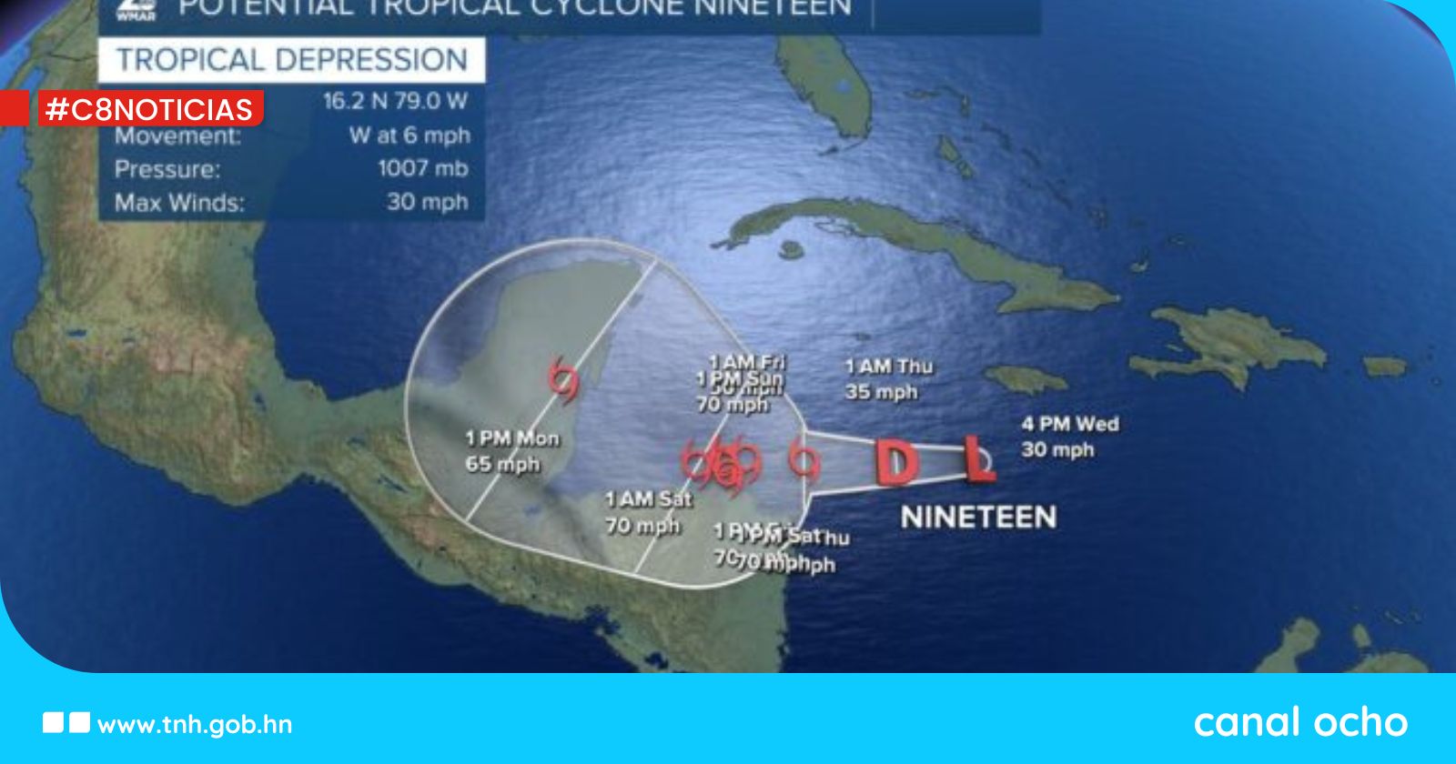 Alerta de huracán en Honduras y Nicaragua por posible formación de tormenta tropical «Sara»