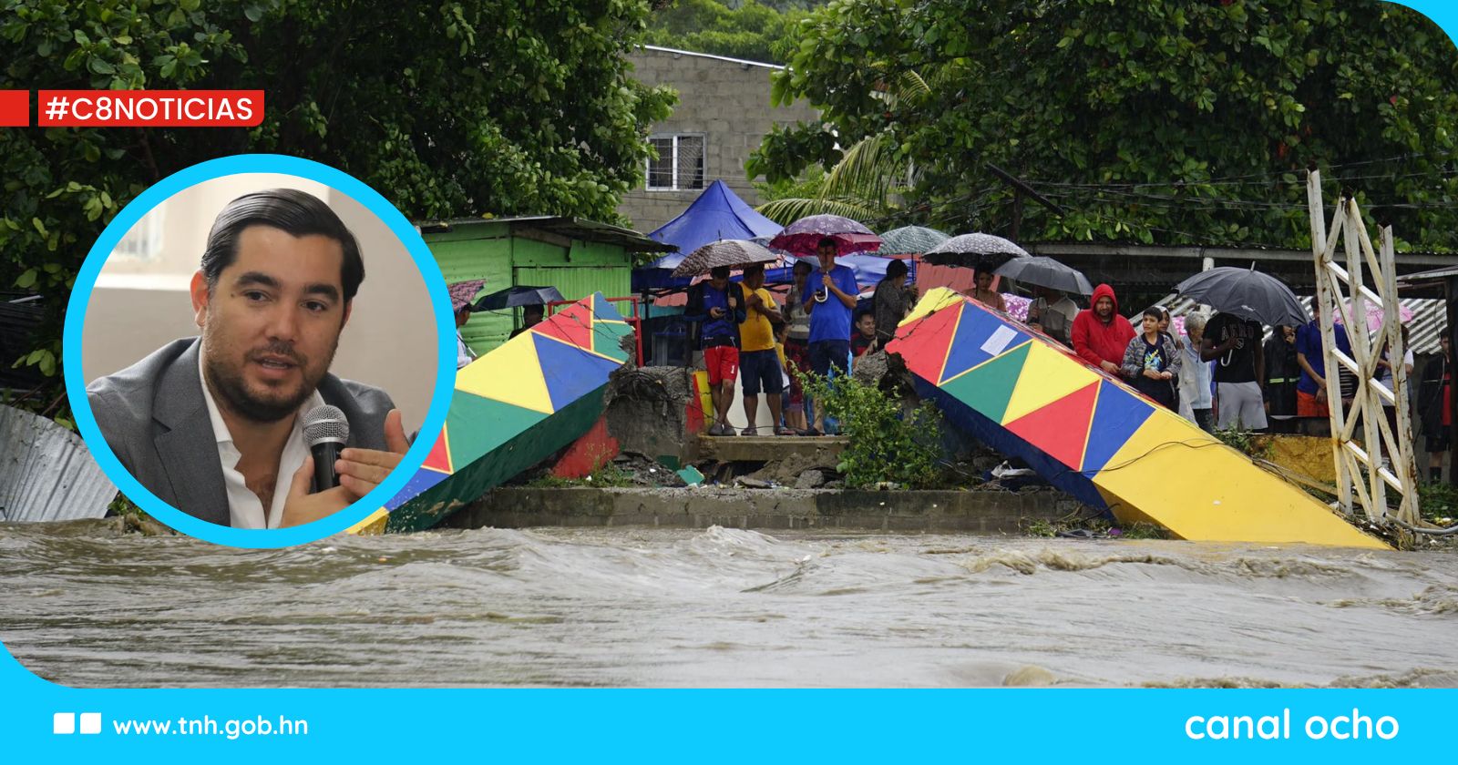 Gobierno anuncian construcción de puente Bailey en la colonia Flor de Cuba de SPS tras impacto de tormenta