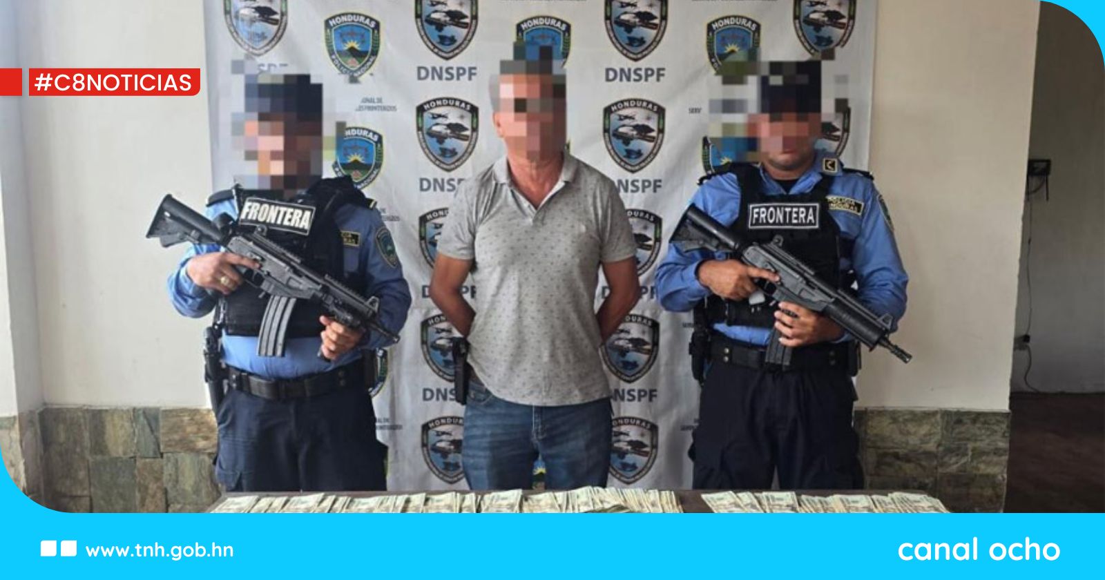 Policía de Fronteras arresta a sujeto en posesión de $32 mil en Ocotepeque