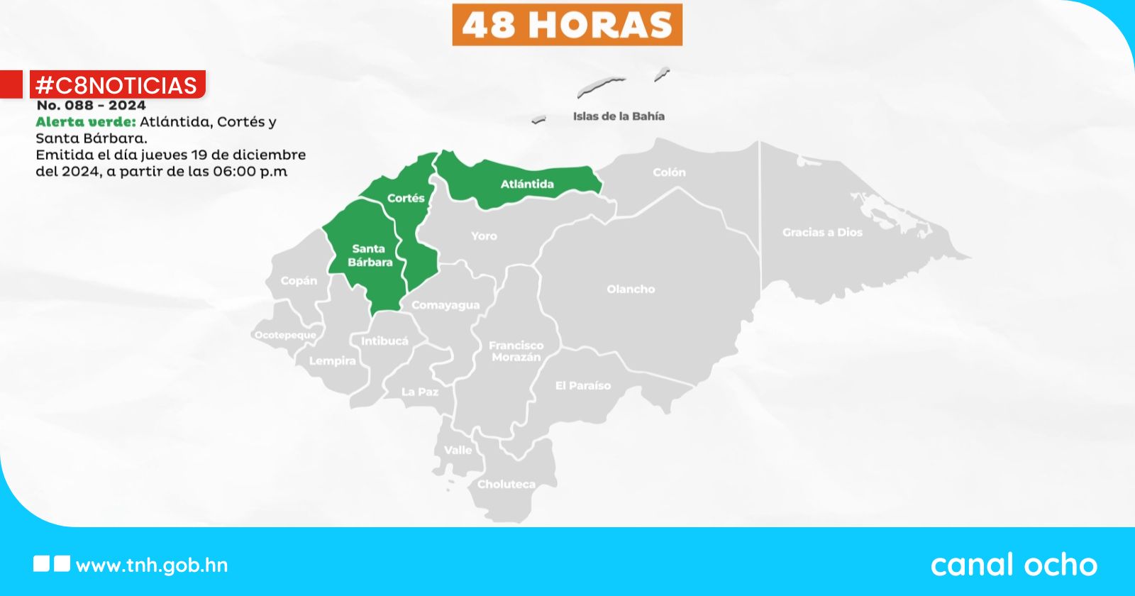 Copeco decreta alerta verde en tres departamentos por 48 horas