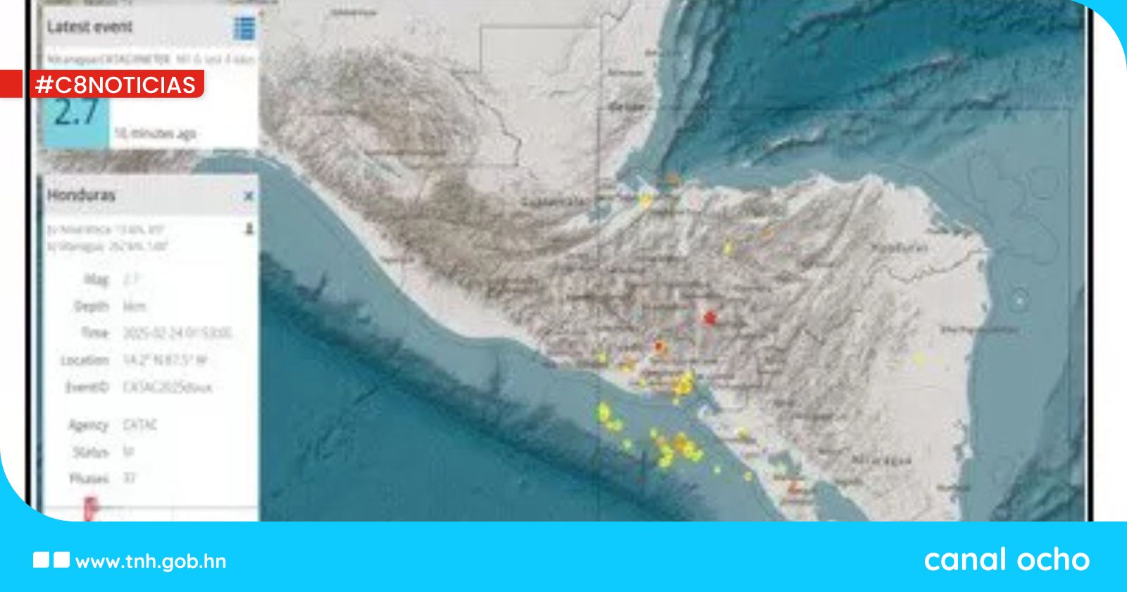 Honduras registra dos sismos durante el fin de semana