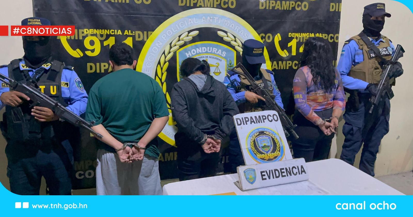 Dipampco captura a cinco miembros de la Pandilla 18 vinculados a extorsiones en la capital