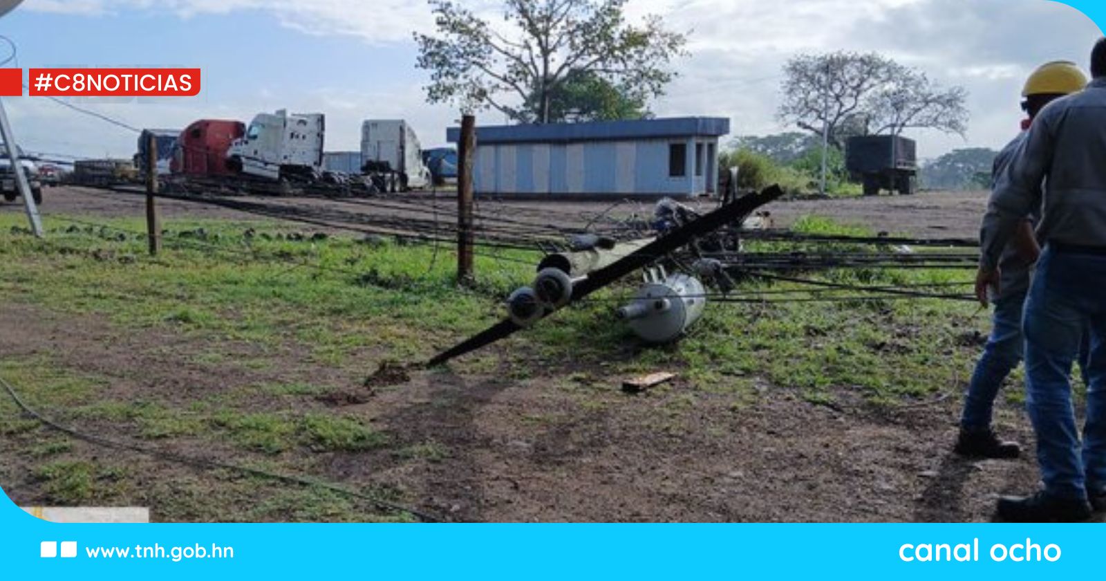 Choque de camión provoca grave falla eléctrica en Juticalpa; ENEE trabaja en la reparación