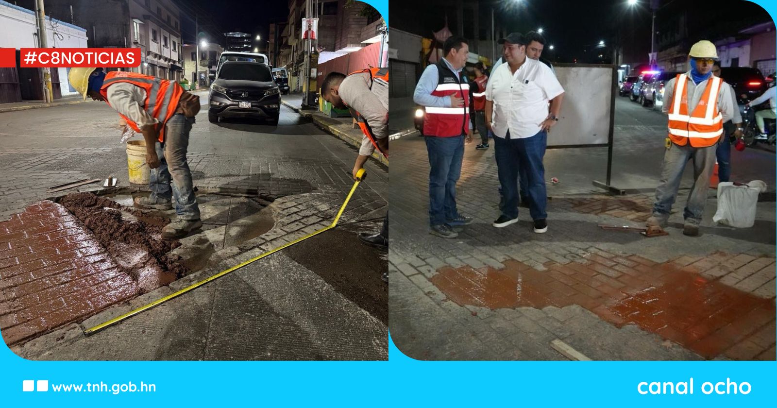 Aldana supervisa avances de trabajos de reparación vial de la avenida Gutenberg en jornada nocturna