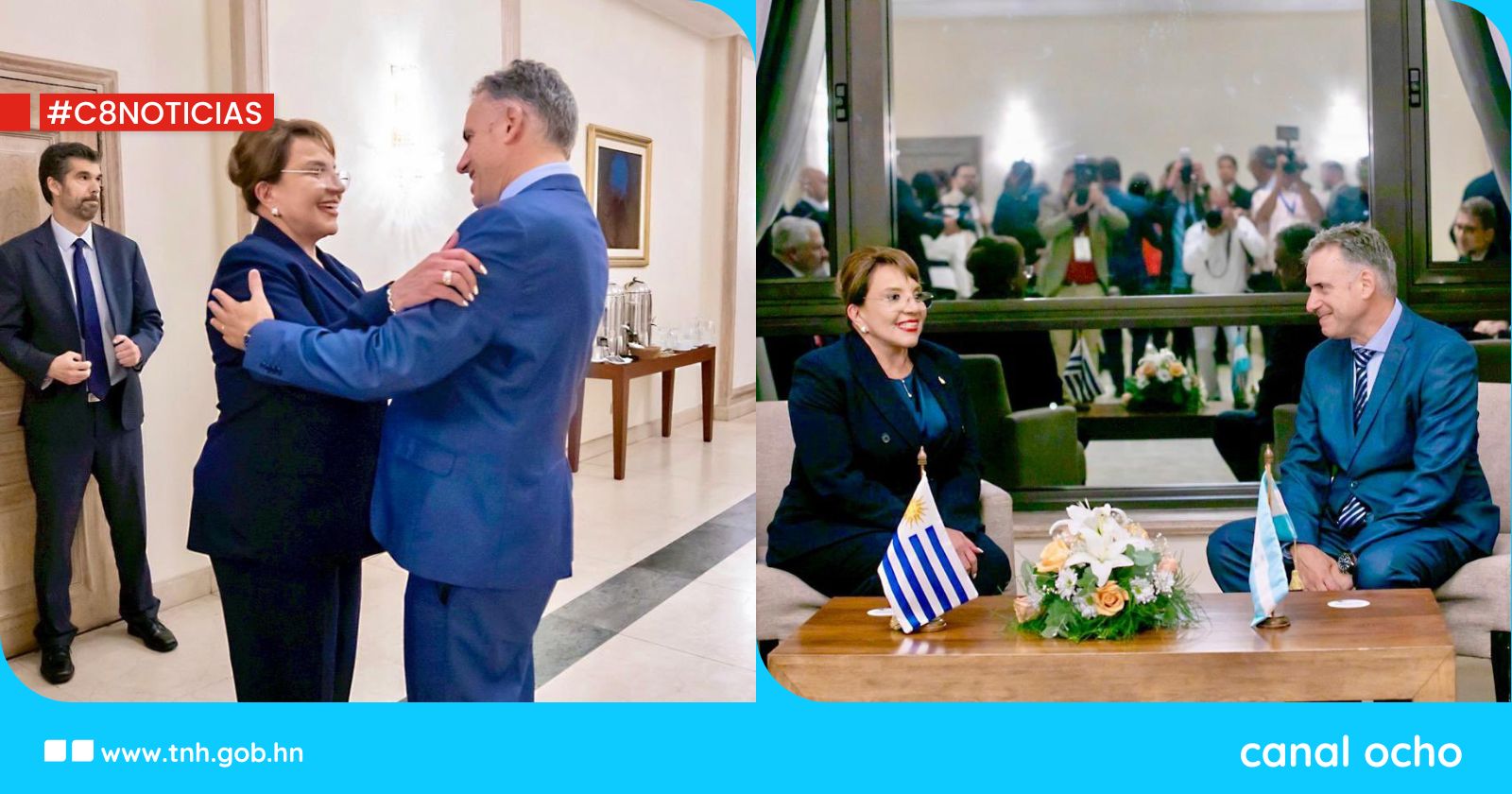 Gobernante hondureña sostiene encuentro con el presidente electo de Uruguay, Yamandú Orsi