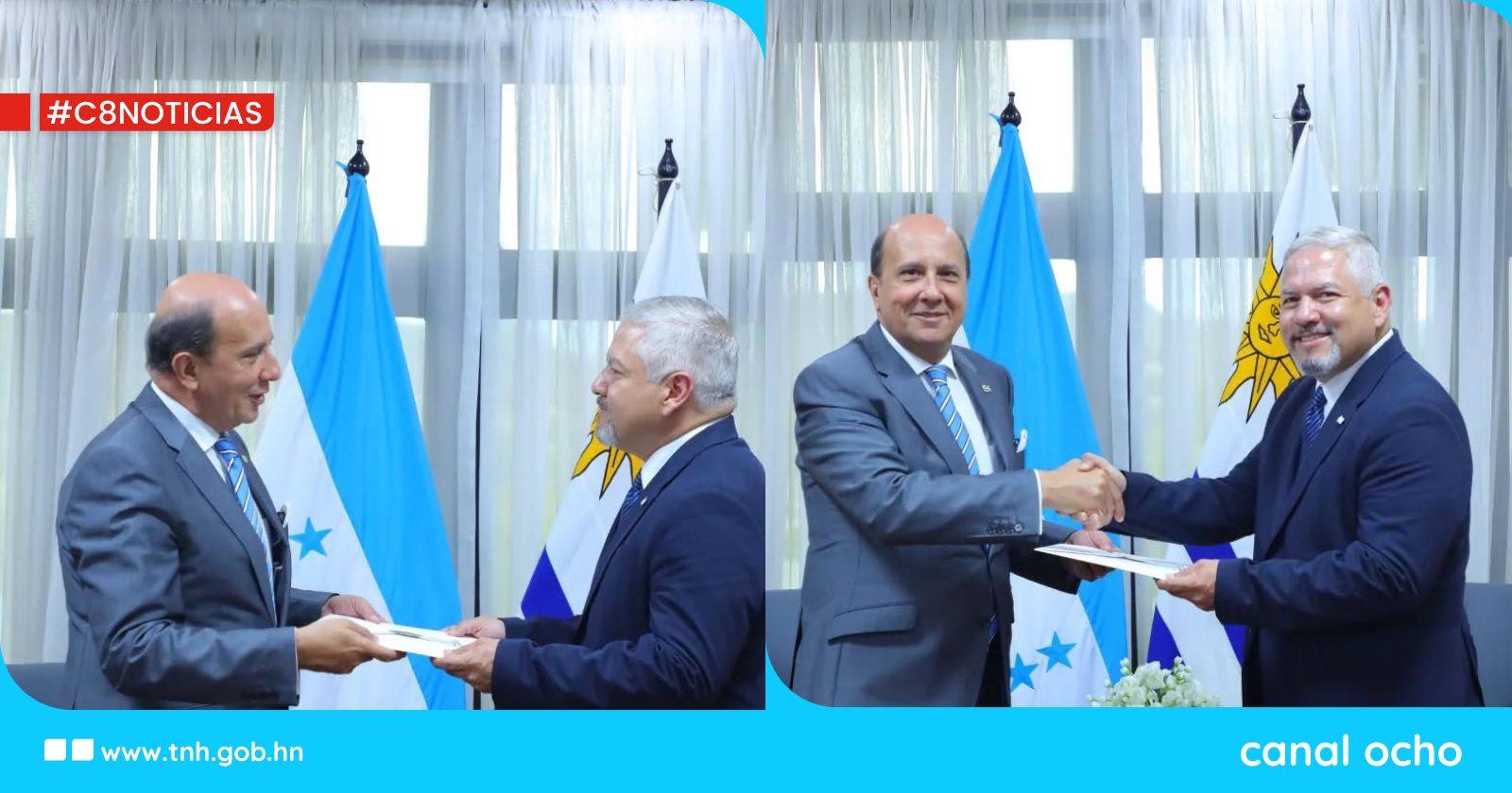 Canciller Reina recibe copias de estilo del nuevo embajador de Uruguay en Honduras