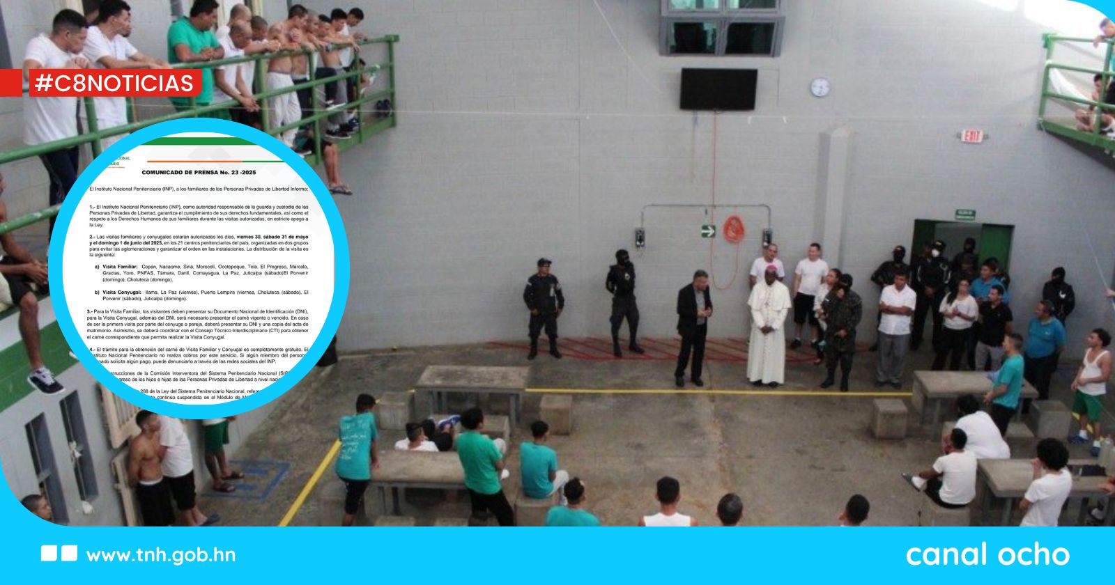 INP autoriza visitas familiares y conyugales en centros penales del país del 30 de mayo al 1 de junio