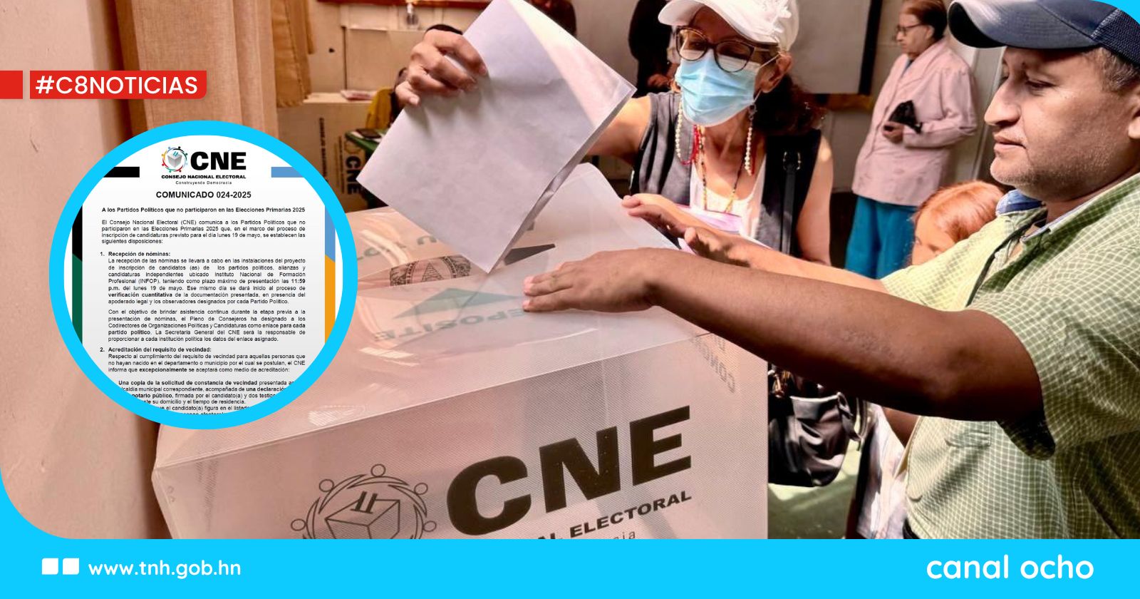 CNE cierra esta noche la recepción de planillas de partidos que no participaron en internas