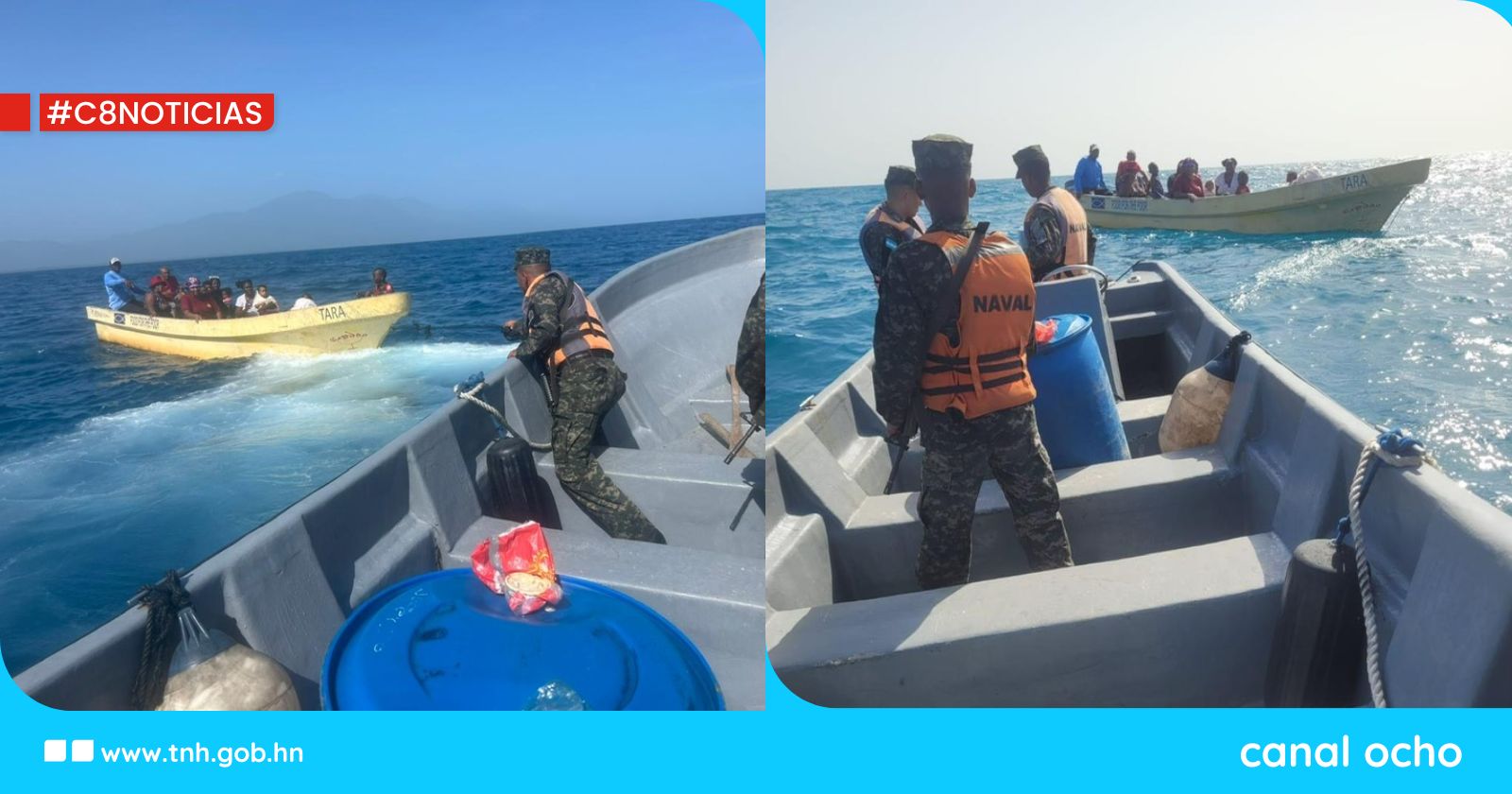 Rescatan a 12 personas a la deriva en aguas de Cayos Cochinos
