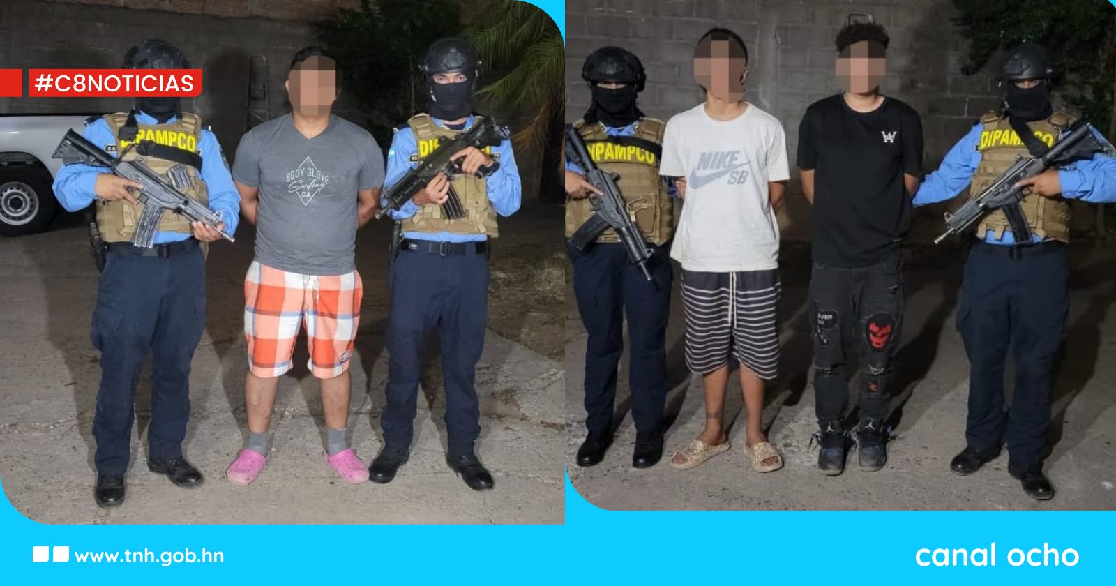 Dipampco requiere a tres presuntos miembros de la MS-13 en posesión de droga en Comayagua