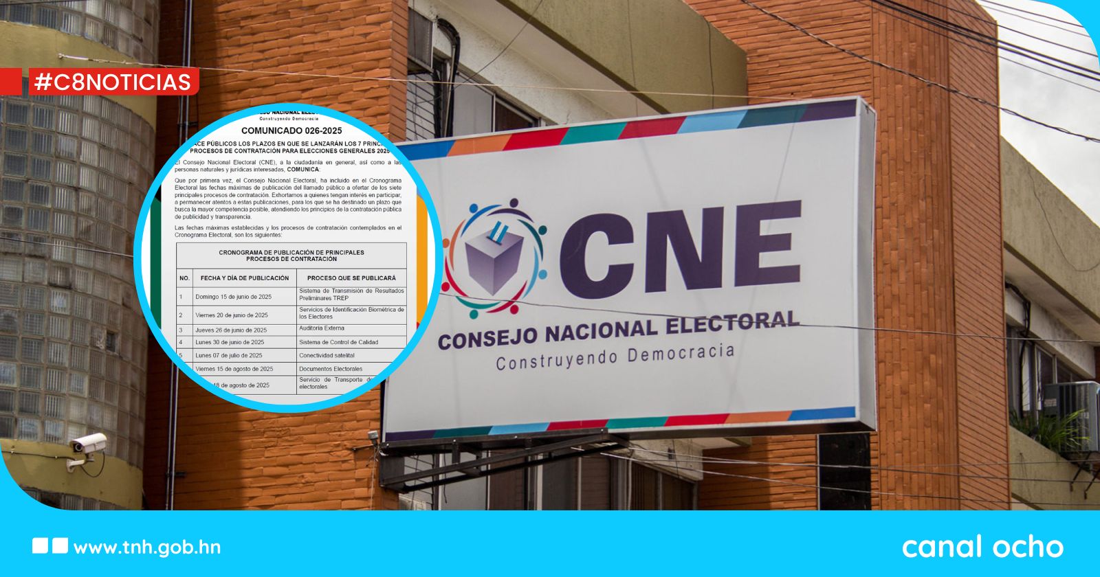 CNE publica cronograma de contrataciones clave para elecciones 2025
