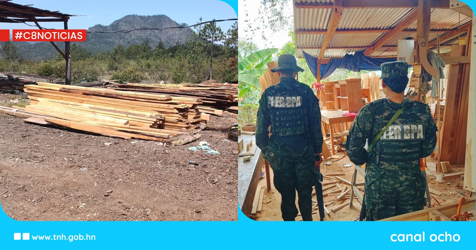 Decomisan madera de origen ilegal en un taller de ebanistería en Olancho