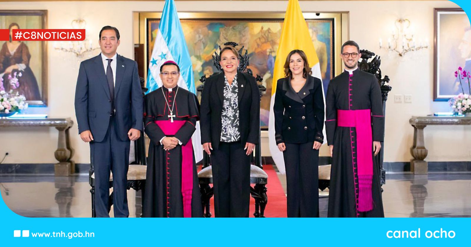 Presidenta Xiomara Castro recibe Cartas Credenciales del nuevo Nuncio Apostólico en Honduras