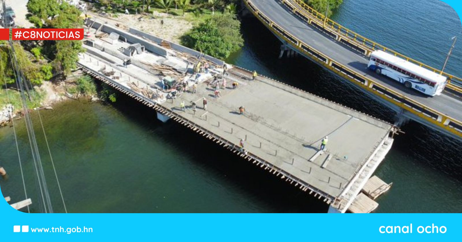 Avanza construcción del puente tangente sobre la Laguna de Alvarado