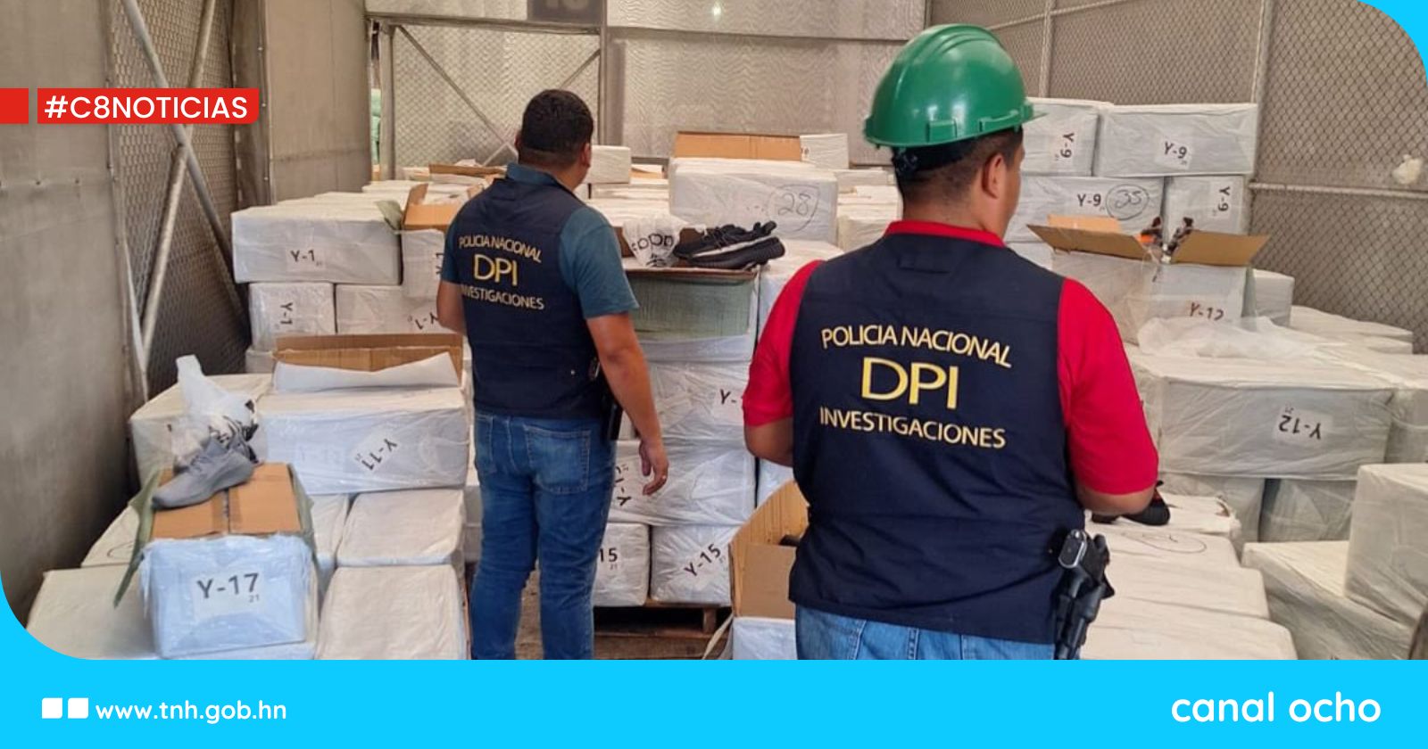 DPI decomisa millonario cargamento de calzado falsificado en Puerto Cortés