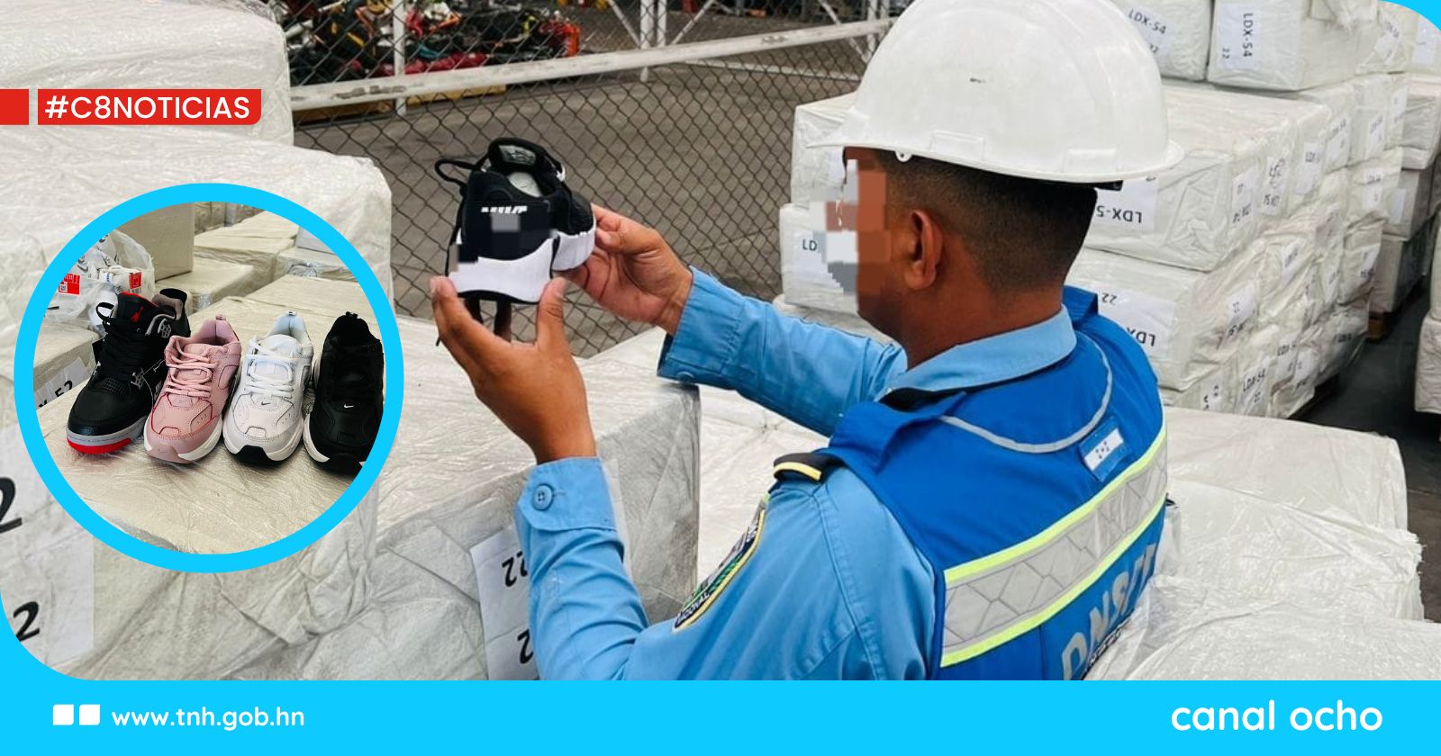 Policía Fronteriza de Puerto Cortés retiene contenedor millonario con calzado pirata