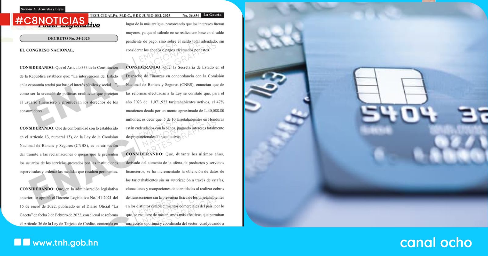 Entra en vigencia la reforma a la Ley de Tarjetas de Crédito