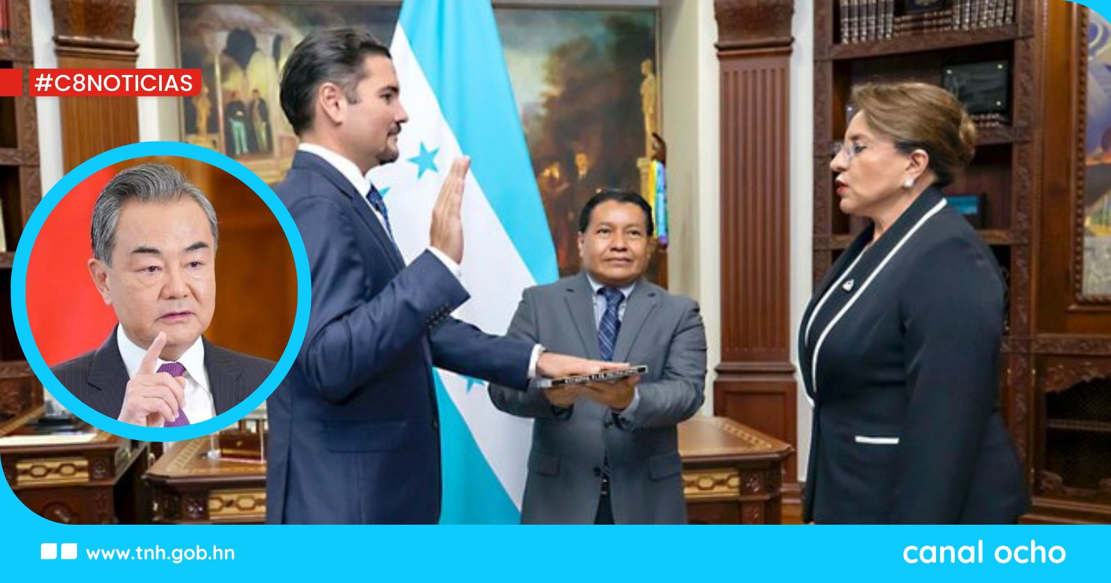 Canciller de Honduras recibe felicitaciones del ministro de Asuntos Exteriores de China