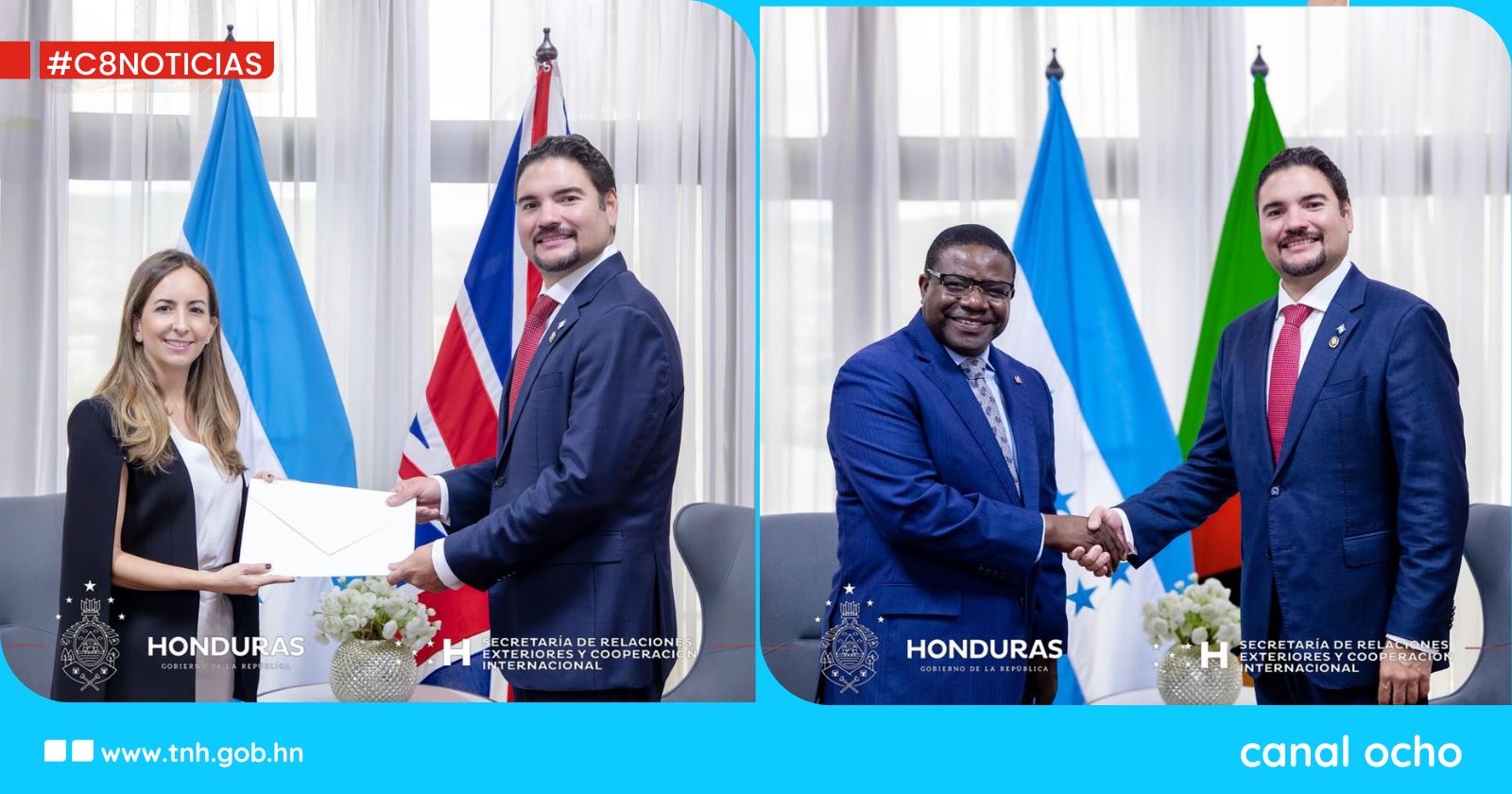 Canciller Efraín Bu Soto recibe Copias de Estilo de cuatro embajadores acreditados ante Honduras