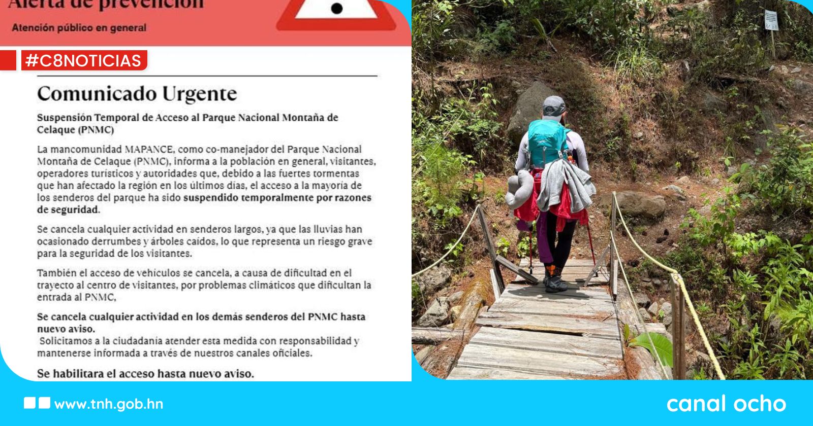 Suspenden temporal acceso al Parque Nacional Montaña de Celaque