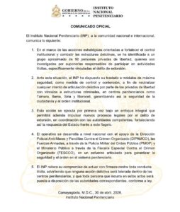 Comunicado INP traslado de reos 