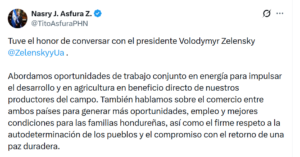 Reaccion conversacion Zelenski y Asfura 